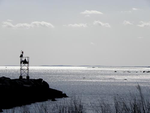 breakwater in March at Rye Harbor State Park in New Hampshire