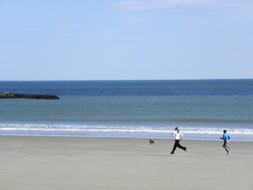 runners at Wallis Sands State Park at Rye in New Hampshire