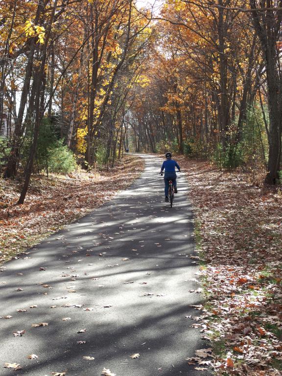 Andee in November on the Salem Bike-Ped Corridor in New Hampshire