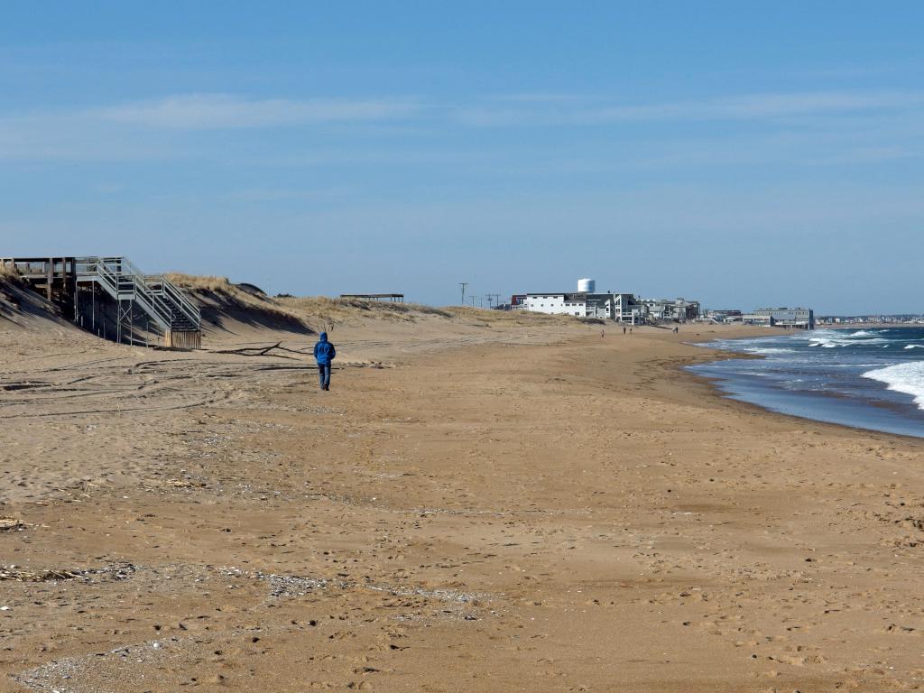 sandy beach in March at Salisbury Beach State Reservation in eastern Massachusetts