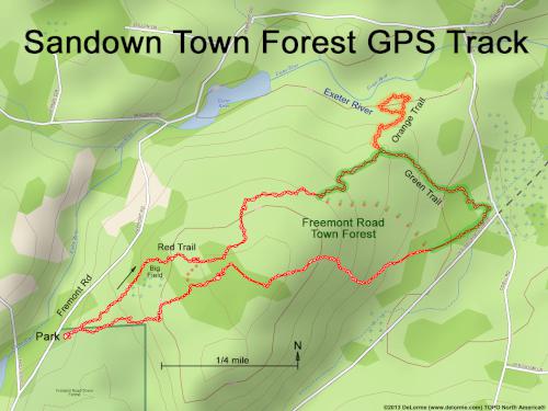 GPS track in September at Sandown Town Forest in southern NH