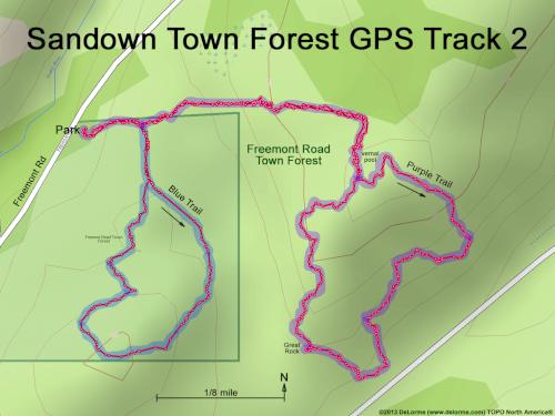 GPS track in September at Sandown Town Forest in southern NH