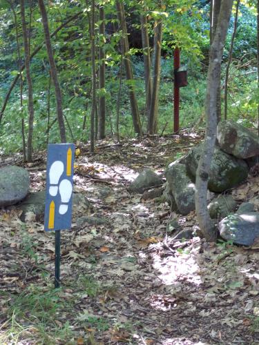 boot-print sign at Saunders Pasture Conservation Area in southern New Hampshire