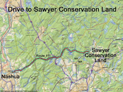 Sawyer Conservation Land drive route