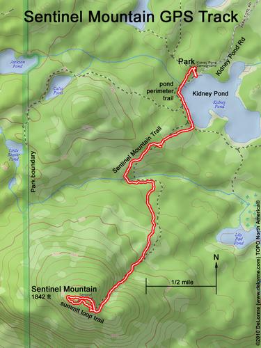 GPS track to Sentinel Mountain in Maine