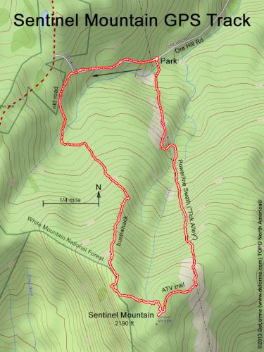 GPS track at Sentinel Mountain in New Hampshire