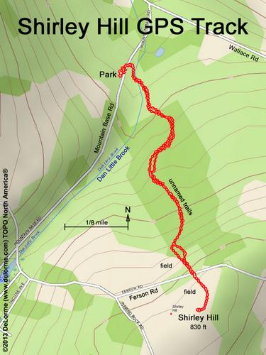 GPS track to Shirley Hill in southern New Hampshire