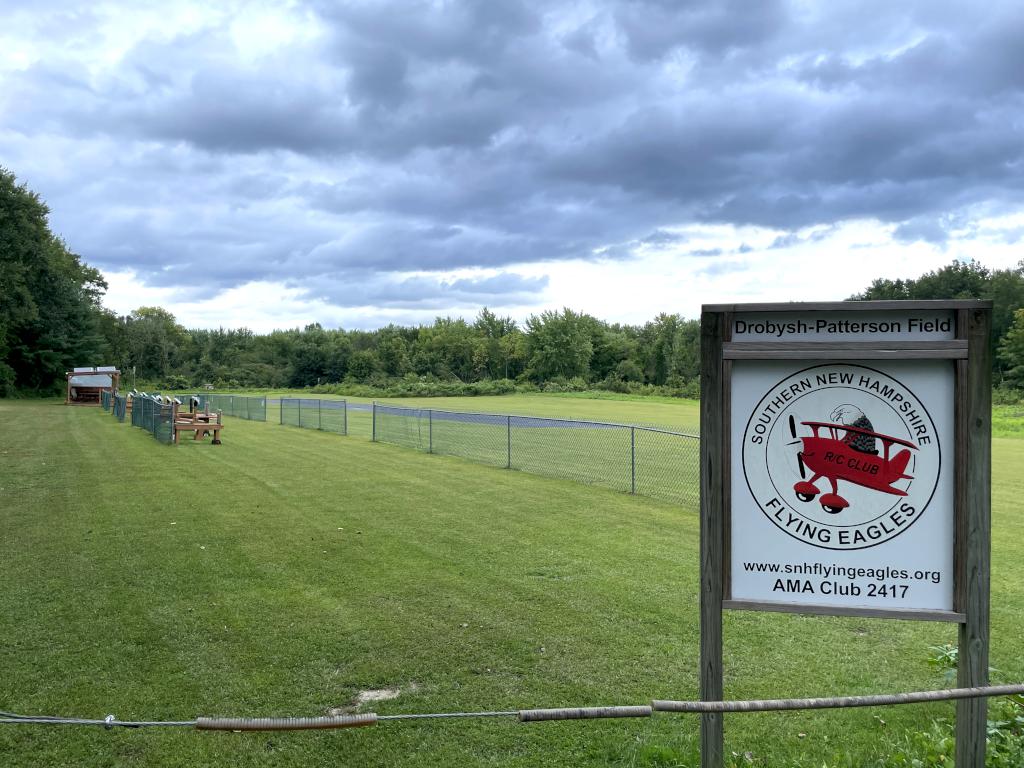 remote-controlled airplane field in August at Sklar Waterfront Park in southern NH