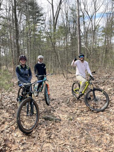 bikers in February at Skug River Reservation in northeast MA