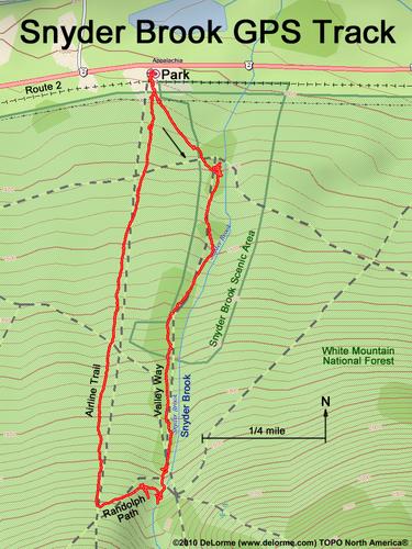 GPS track to Snyder Brook Scenic Area in New Hampshire