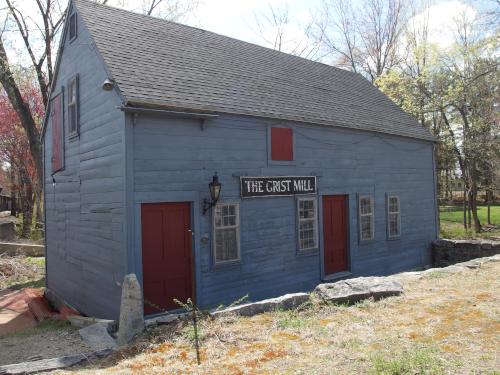 grist mill in April beside Squannacook Rail Trail North in northeast Massachusetts