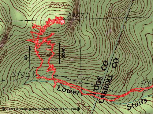 GPS track from a bushwhack to East Stairs Mountain in New Hampshire