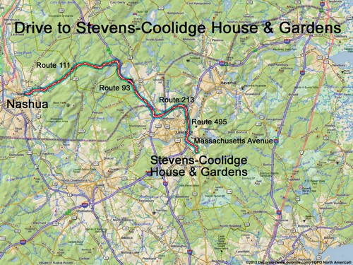 Stevens-Coolidge House & Gardens drive route