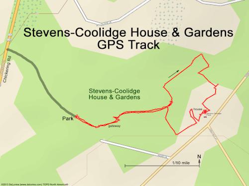 GPS track in December at Stevens-Coolidge House & Gardens in northeast MA