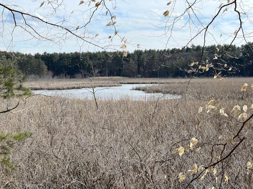 Stony Brook in February at Stone Arch Bridge near Westford in northeast MA