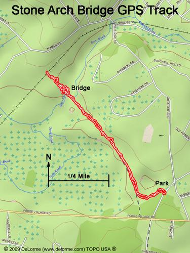 GPS Track to Stone Arch Bridge in Massachusetts