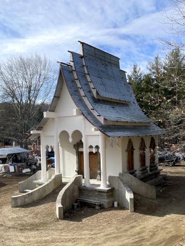 meditation building in February at Stone Arch Bridge near Westford in northeast MA