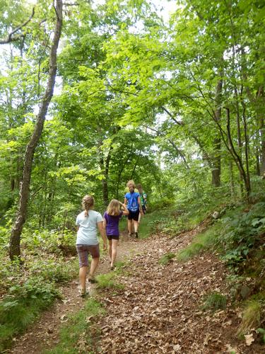 hikers on the trail to Whip Hill at Middlesex Fells Reservation in Massachusetts