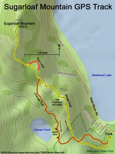 GPS track to Sugarloaf Mountain in New Hampshire