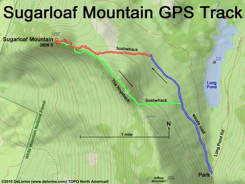 GPS track to Sugarloaf Mountain in New Hampshire