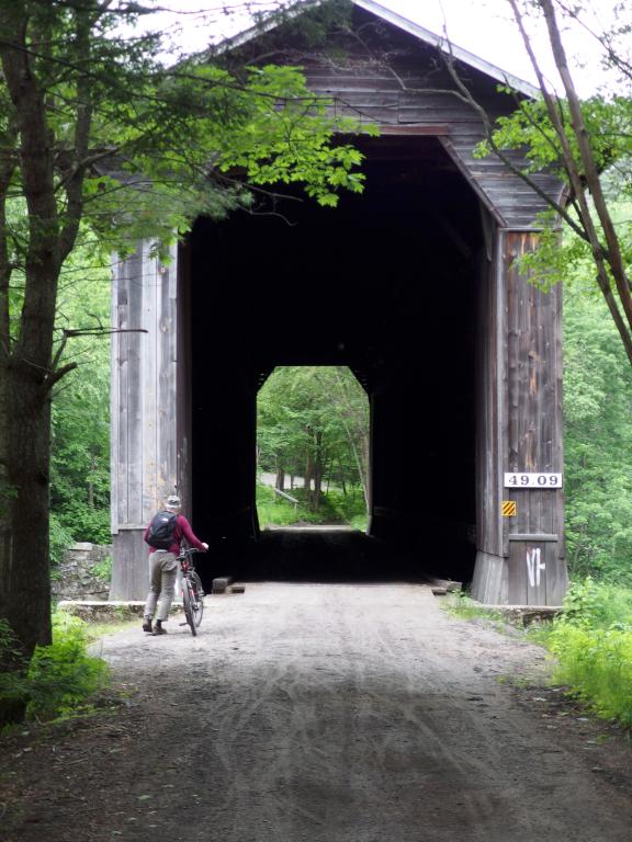 covered bridge on the Sugar River Rail Trail near Newport New Hampshire