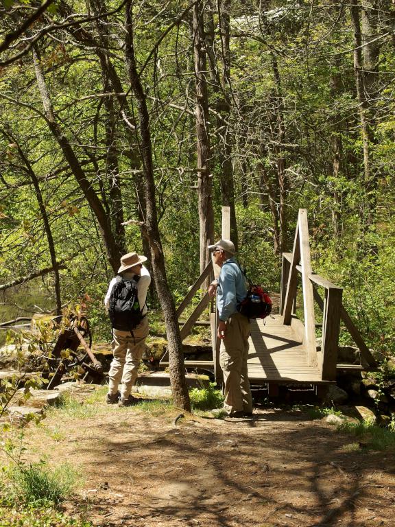 Andee and Dick at the waterflow outlet near Thanksgiving Forest near Chelmsford in northeastern MA