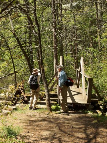 Andee and Dick at the waterflow outlet near Thanksgiving Forest near Chelmsford in northeastern MA