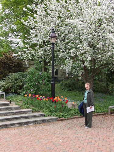 Betty Lou at the entrance to Tower Hill Botanic Garden in eastern Massachusetts