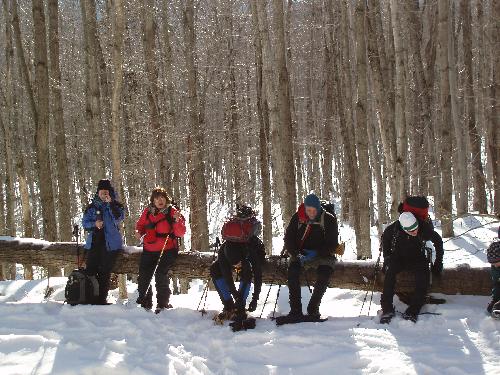 winter hikers on the trail to Mount Tripyramid in New Hampshire