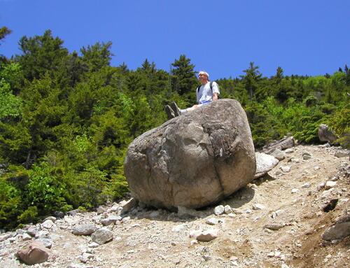 view on the slide down South Tripyramid in New Hampshire