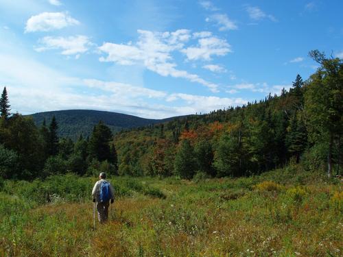 hiker on West Tucker Mountain in New Hampshire