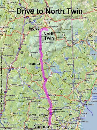 North Twin Mountain drive route