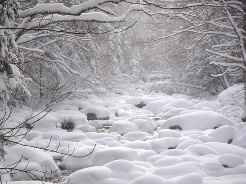 wintery scene on the way to North Twin Mountain in New Hampshire