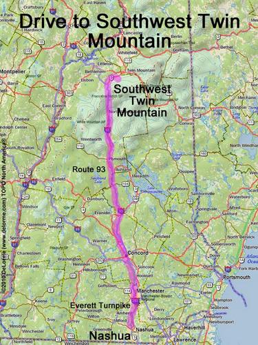 Southwest Twin Mountain drive route