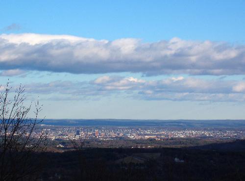 view of Manchester from North Uncanoonuc Mountain in New Hampshire