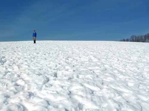 hiker at Benedictine Park in New Hampshire