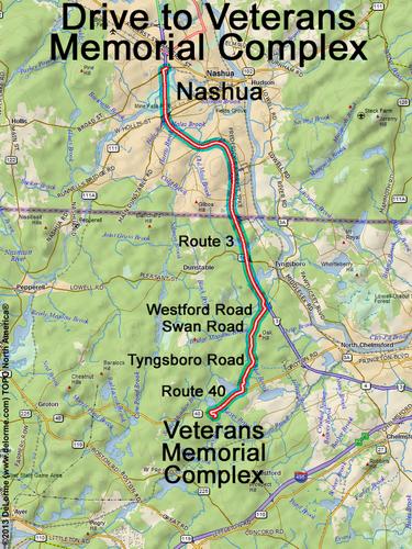 Veterans Memorial Complex drive route