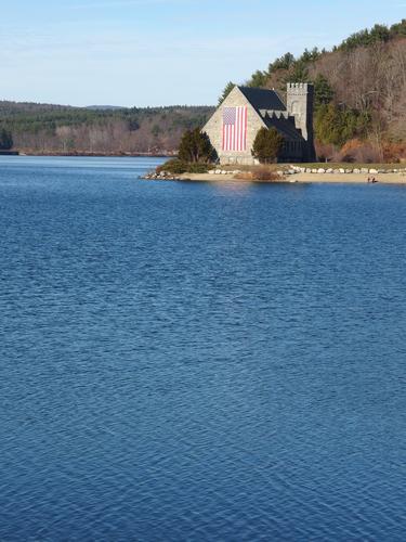 Old Stone Church (a National Landmark) at the inlet of Wachusett Reservoir in northeastern Massachusetts