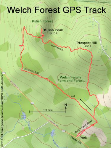 GPS track at Welch Forest in southern New Hampshire