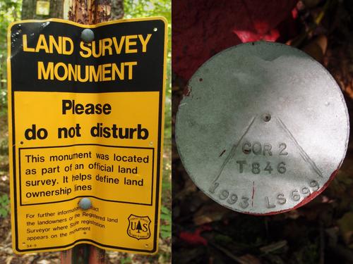 land survey monument marker near Patch Hill in western New Hampshire