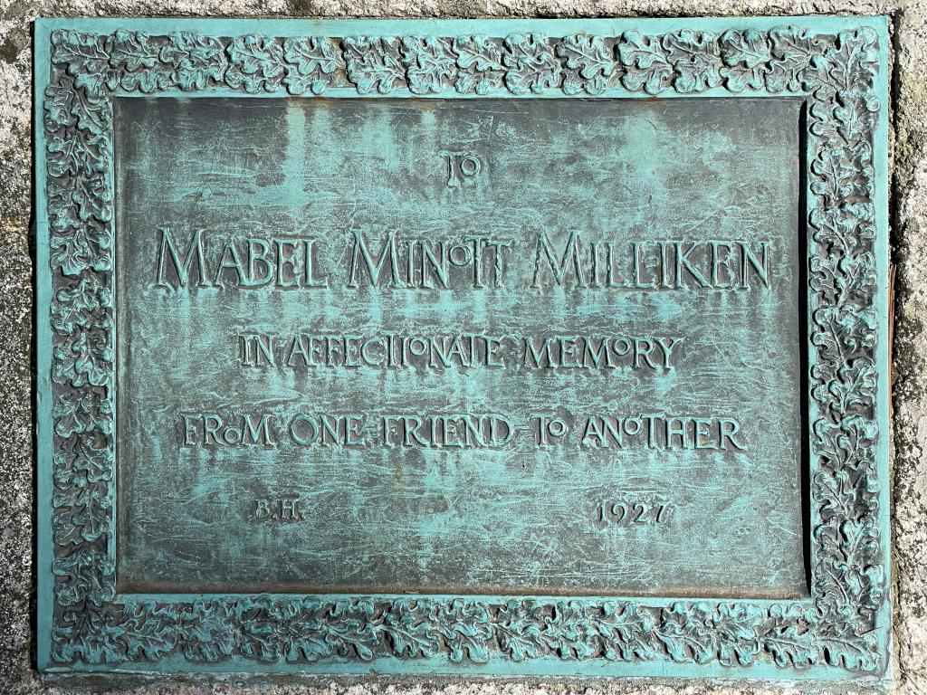 Millikin memorial plaque in March at Whitney and Thayer Woods in eastern Massachusetts