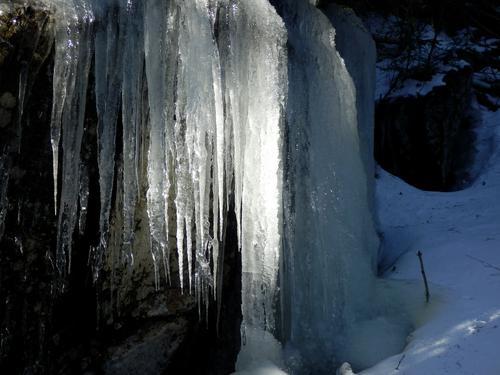 creative brook ice on the bushwhack to Mount Whittier in New Hamsphrie