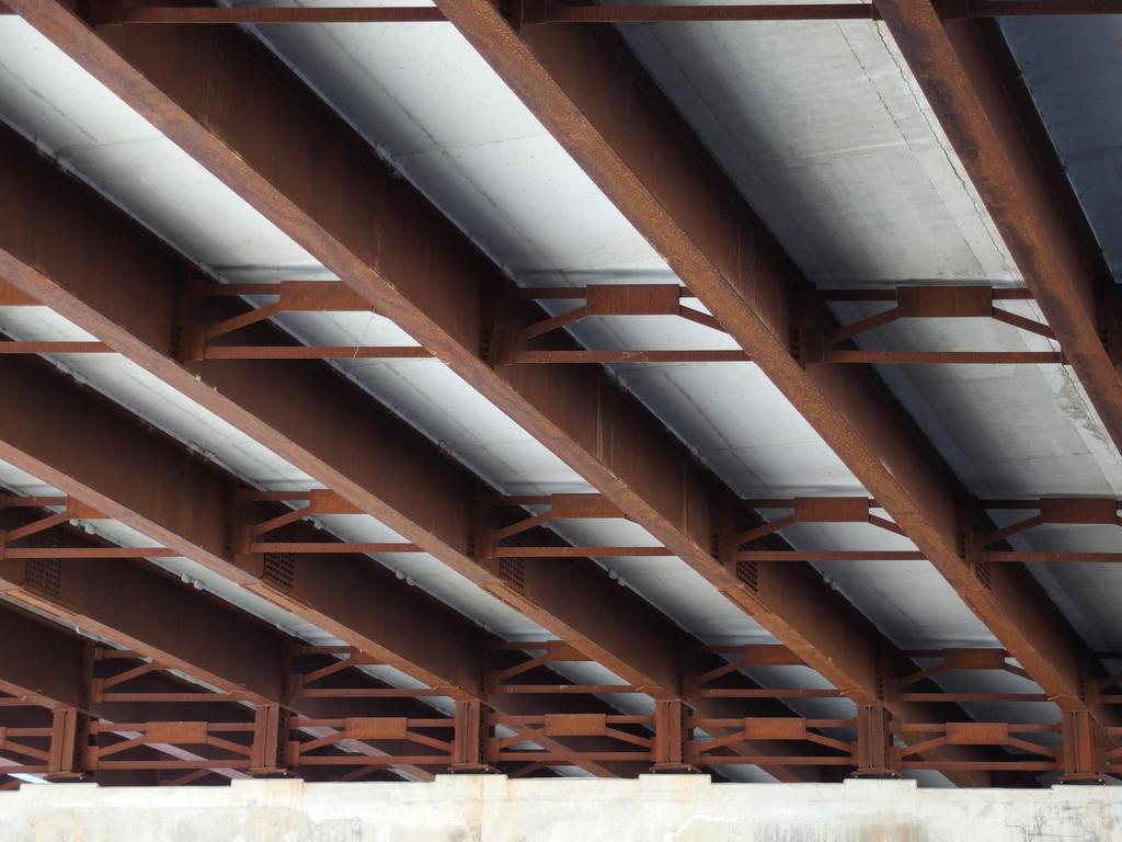 underneath structure of the Merrill's Marauders Bridge at Wildcat Falls in southern New Hampshire