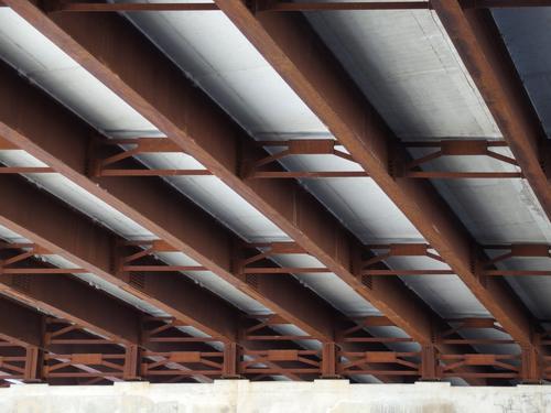 underneath structure of the Merrill's Marauders Bridge at Wildcat Falls in southern New Hampshire