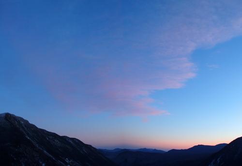 sunset above Crawford Notch in December as seen from Mount Willard in New Hampshire