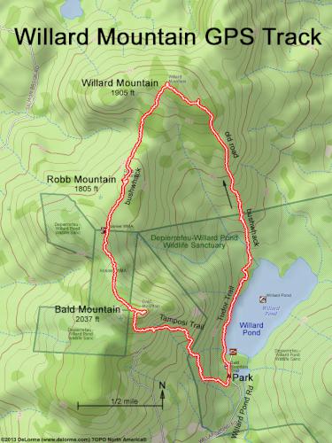 GPS track in October at Willard Mountain in New Hampshire