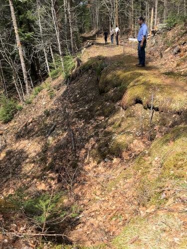 washed out way-north section of the railroad bed at Wiscasset Railroad in Maine