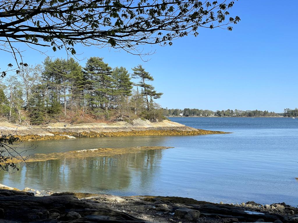 view east in May from Wolfe's Neck Woods near Freeport in southern Maine