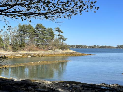 view east in May from Wolfe's Neck Woods near Freeport in southern Maine