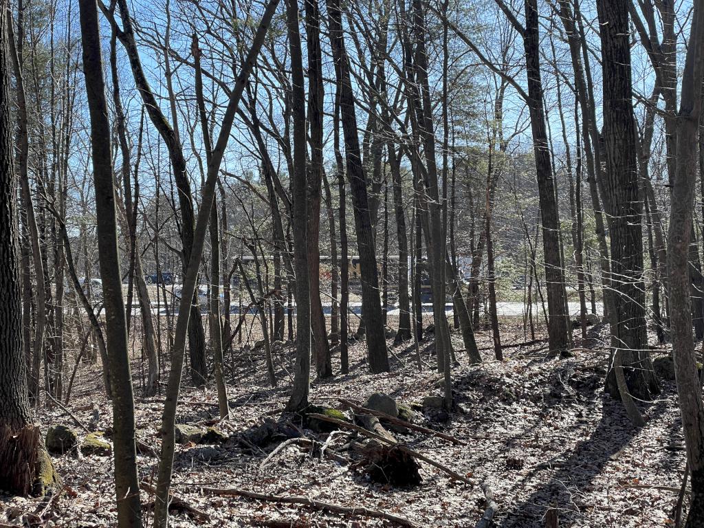 traffic in February beside the trail to Wood Hill in northeast MA